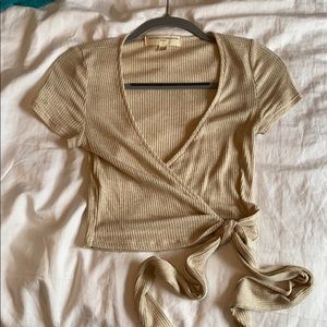 Project Social T Urban Outfitters cream wrap tee